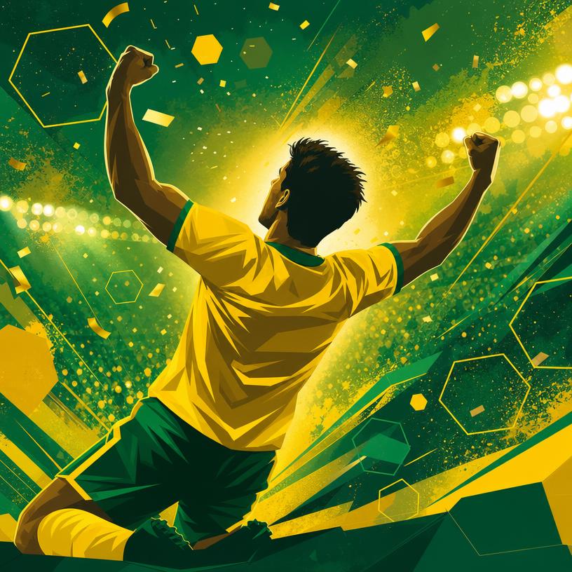 Craque brasileiro comemorando — Robô do Hexa
